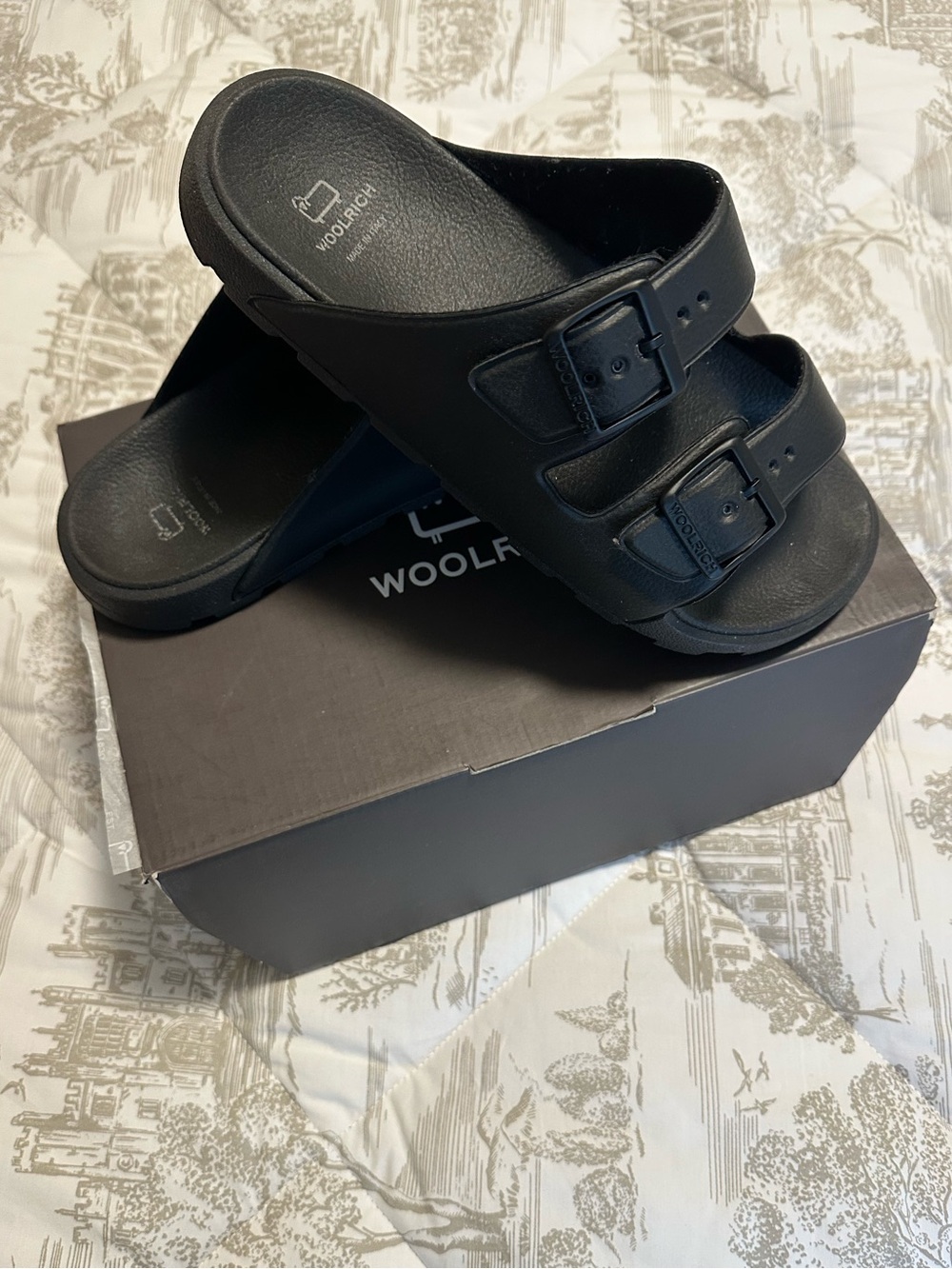 Woolrich Black Double-Band Rubber Sandals
